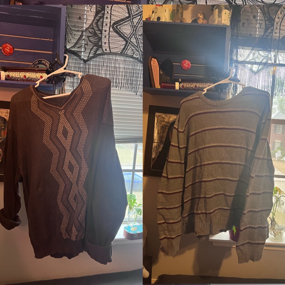 TWO old vintage oversized grunge style sweaters